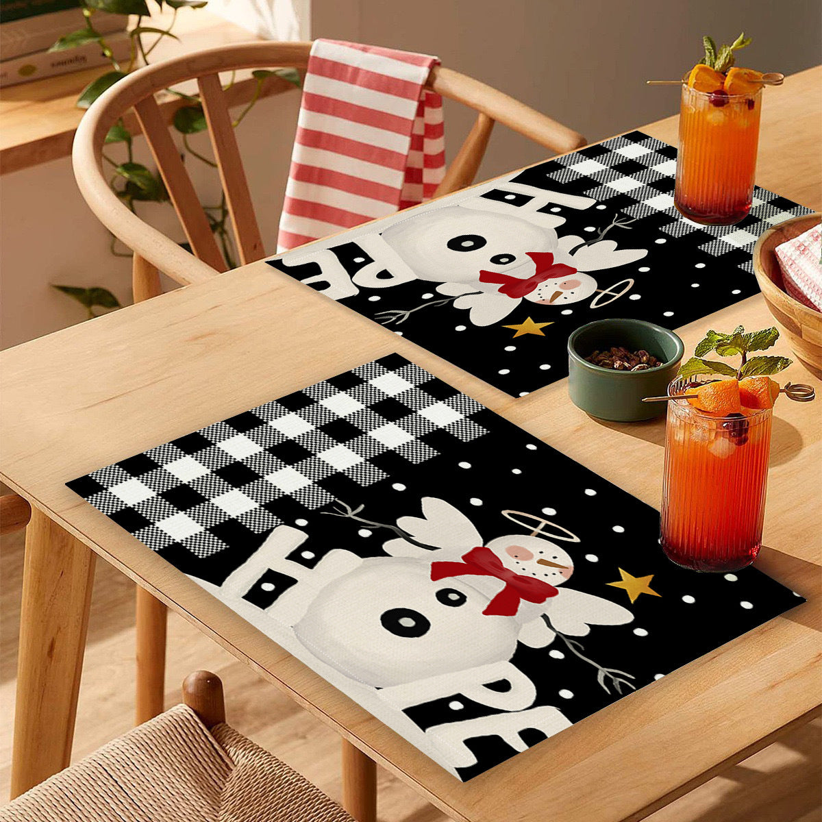 Wholesale 10pcs/pack Household Christmas Linen Printed Placemats Christmas Dining Table Non-Slip Heat Insulation Mats Wholesale Western Dining Table